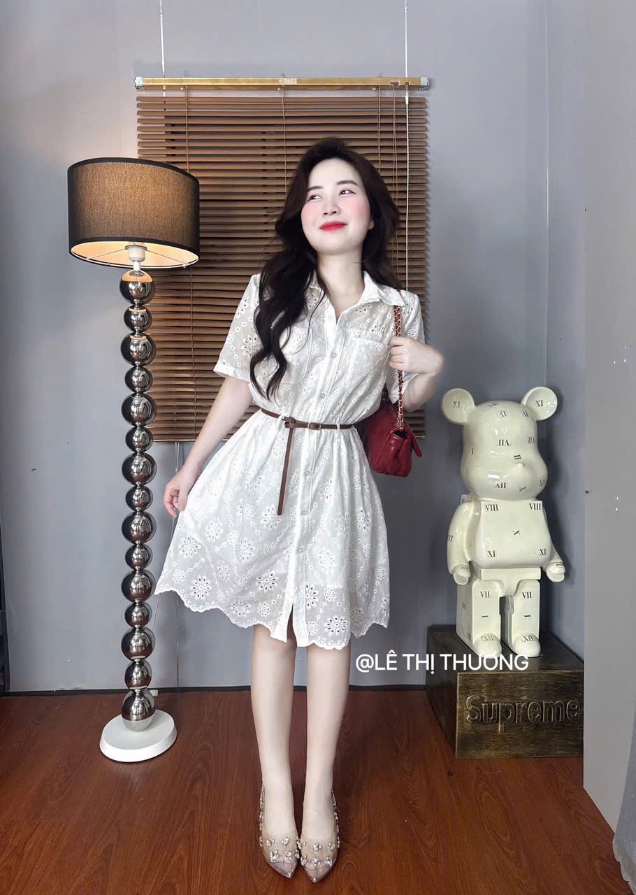 VÁY THÔ HOA ĐỤC LỖ QC KÈM ĐAI
