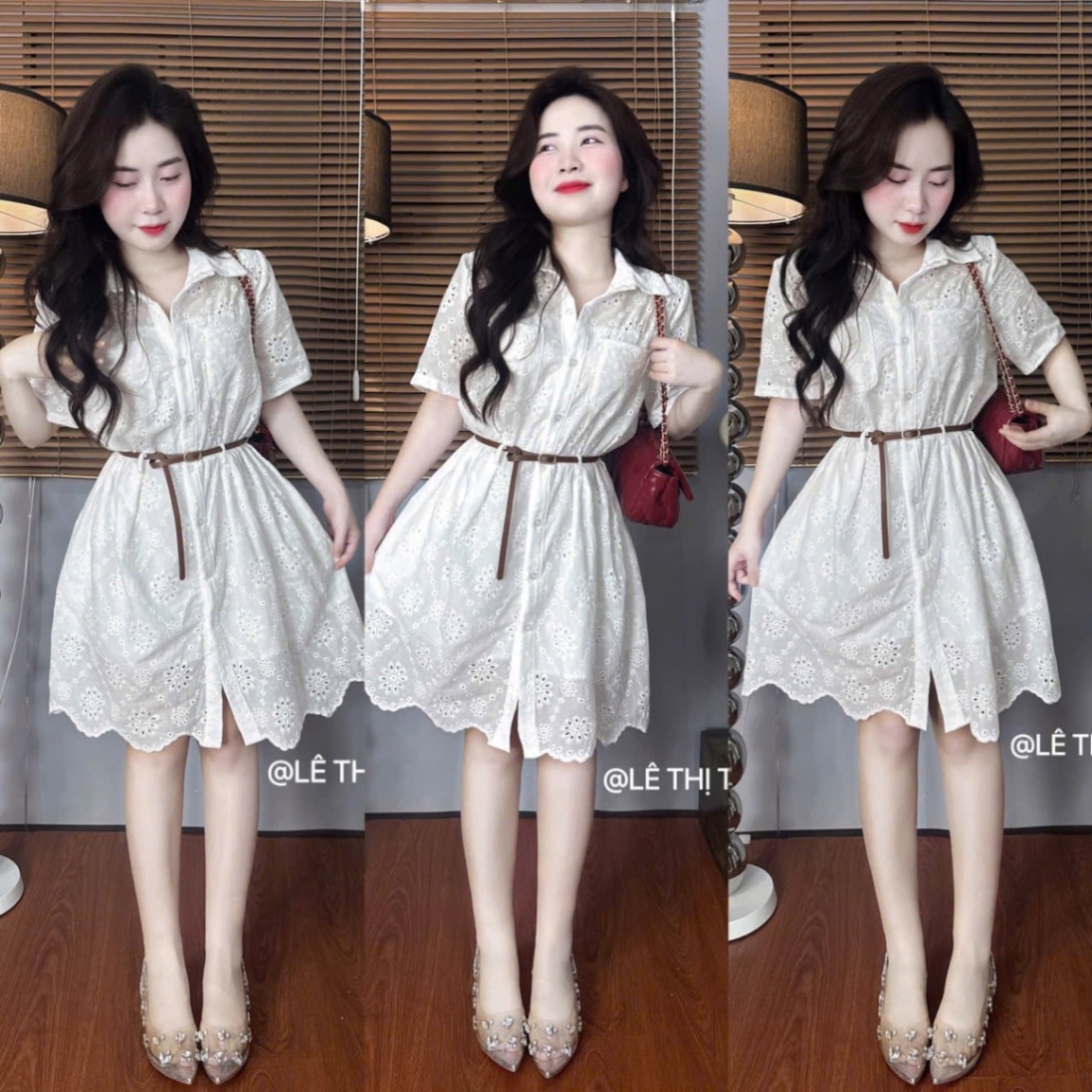 VÁY THÔ HOA ĐỤC LỖ QC KÈM ĐAI