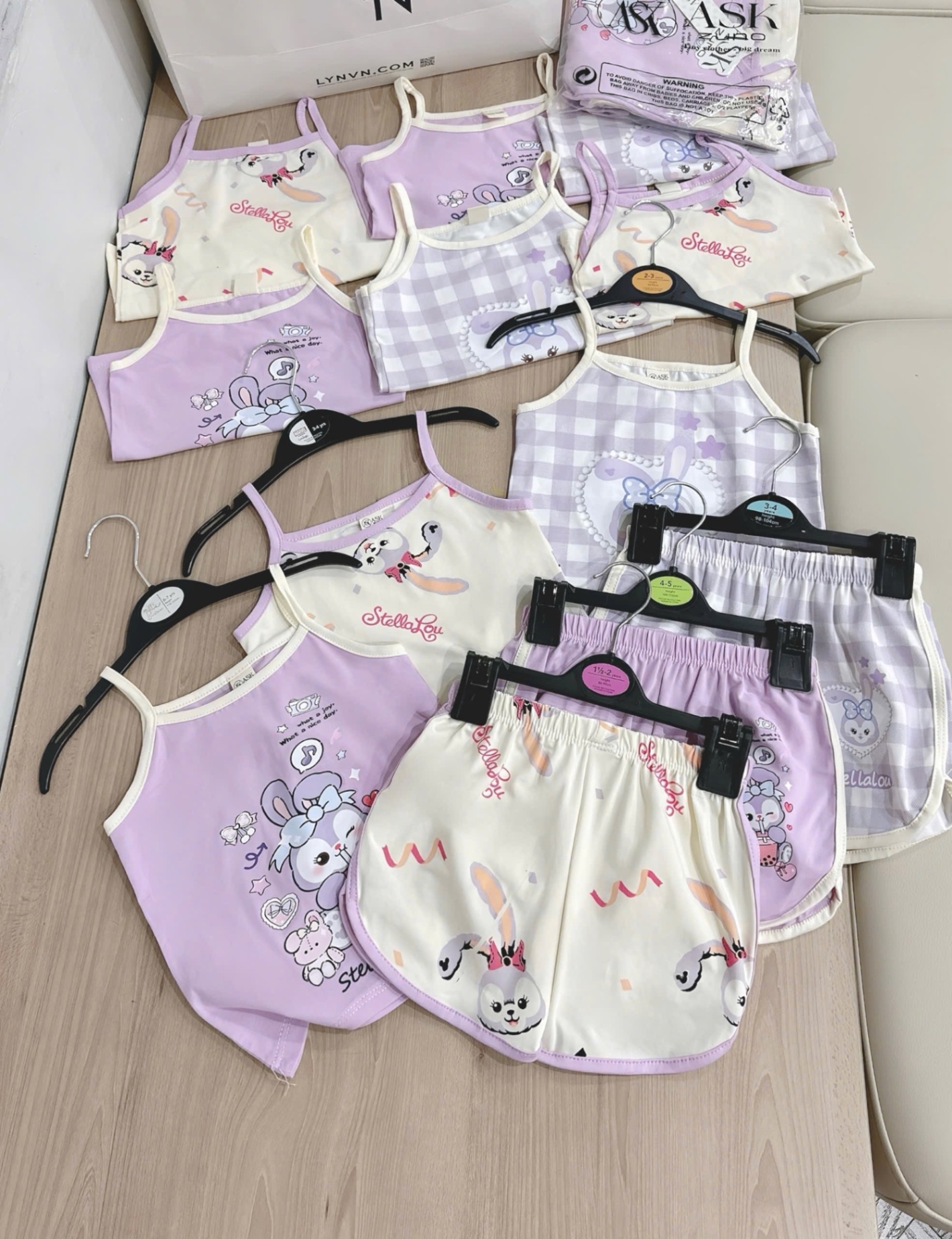 SET 3 BỘ ĐÙI 2S HÌNH THỎ TONE TIM