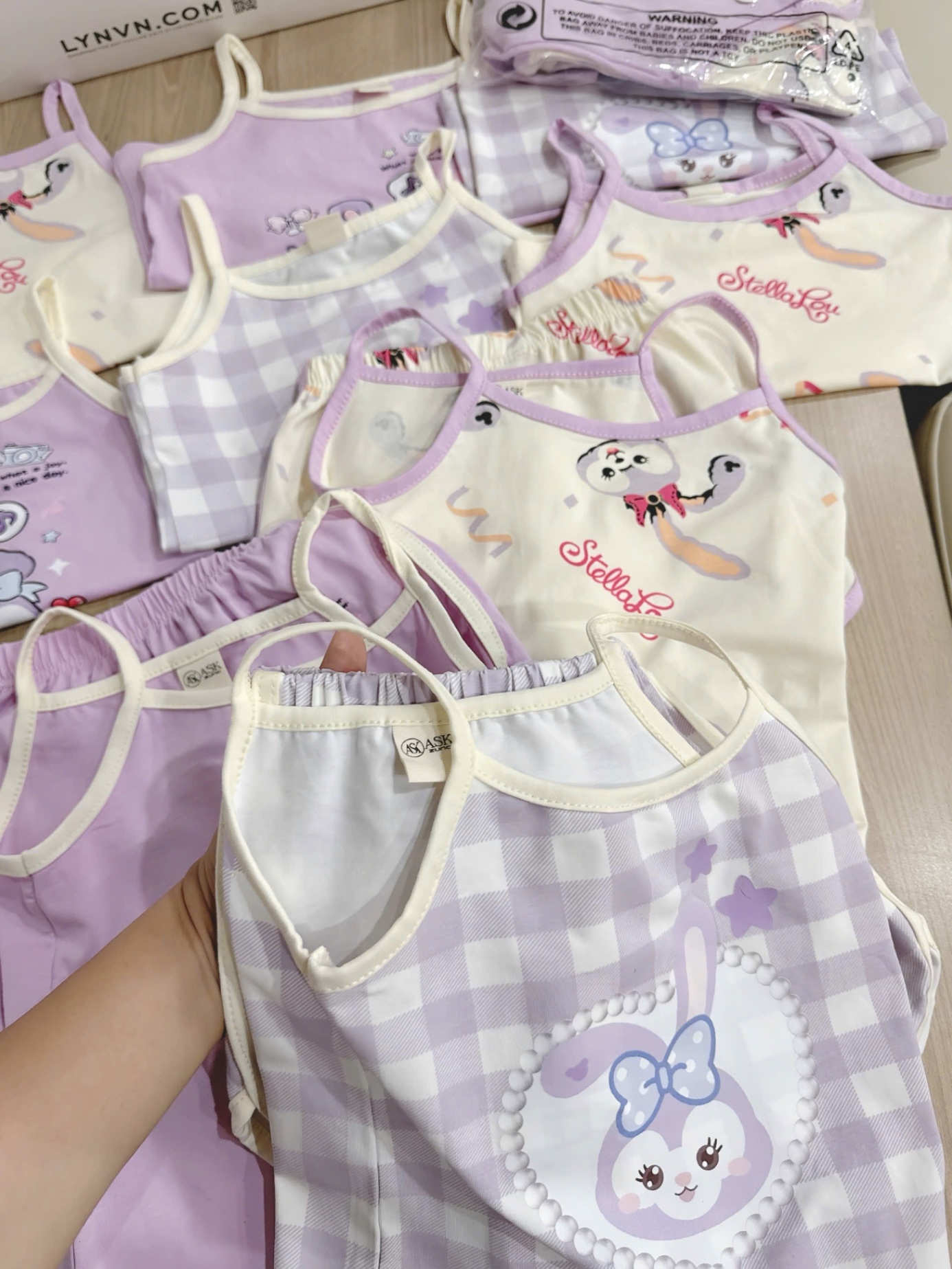 SET 3 BỘ ĐÙI 2S HÌNH THỎ TONE TIM