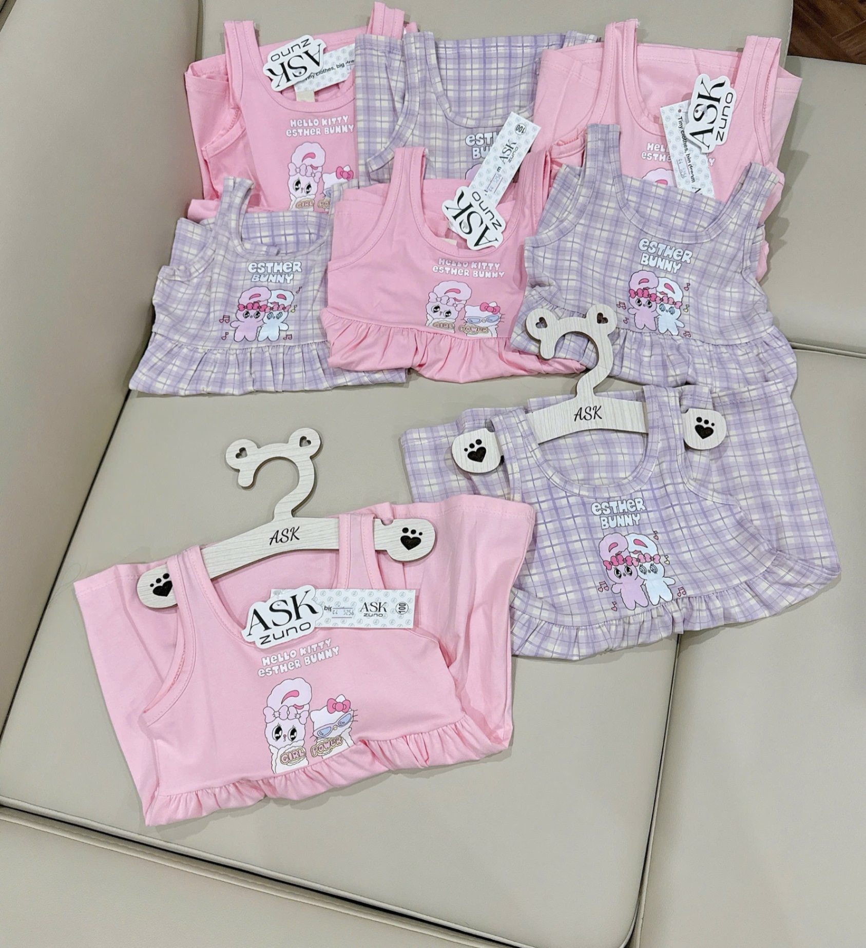 SET 2 VÁY XN TÍM HỒNG KITTY BUNNY