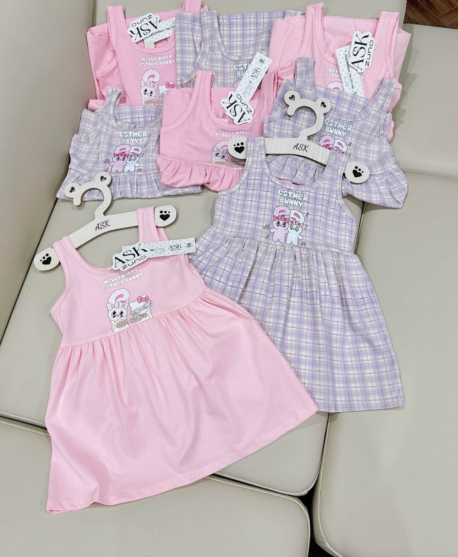 SET 2 VÁY XN TÍM HỒNG KITTY BUNNY