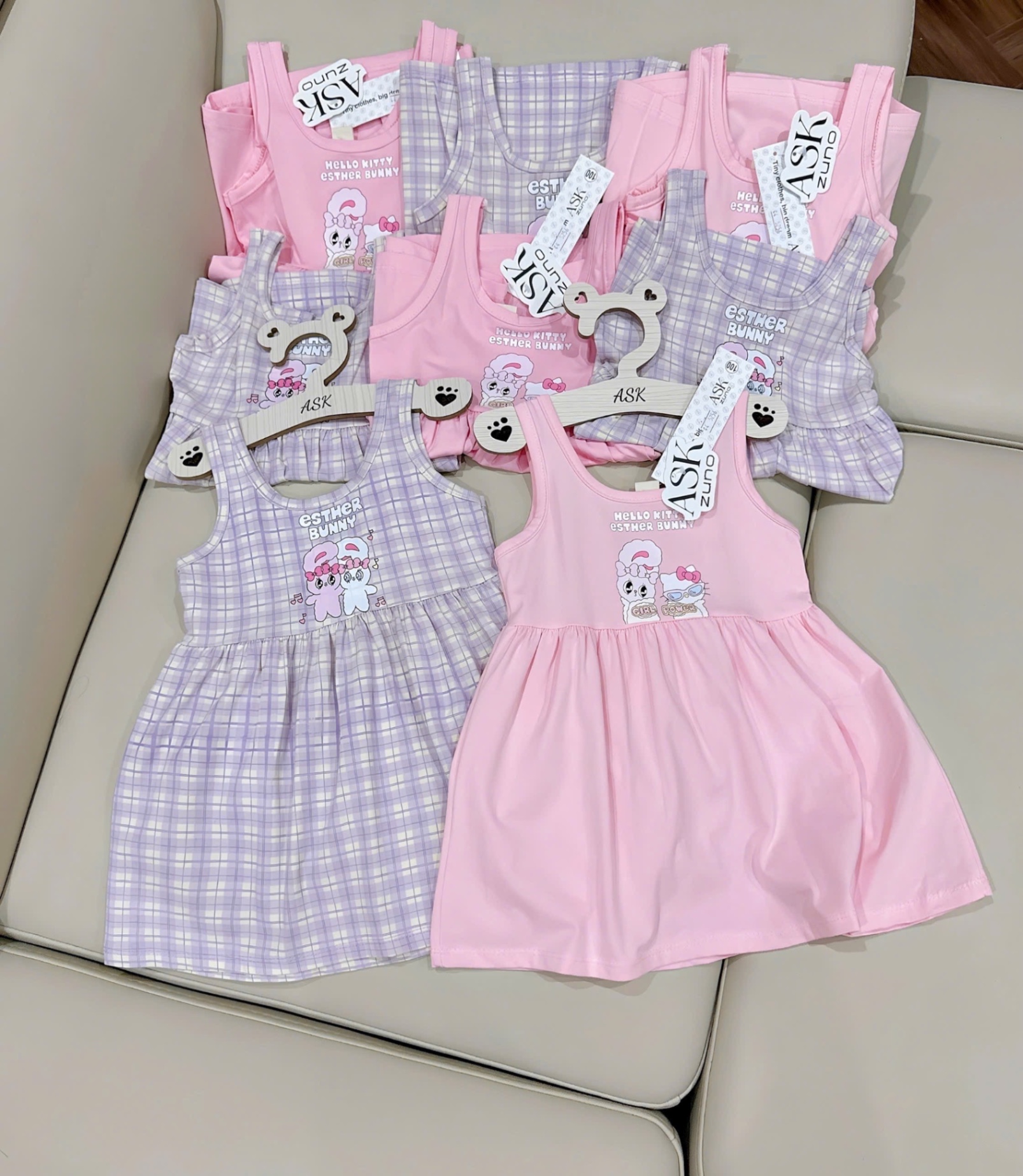SET 2 VÁY XN TÍM HỒNG KITTY BUNNY