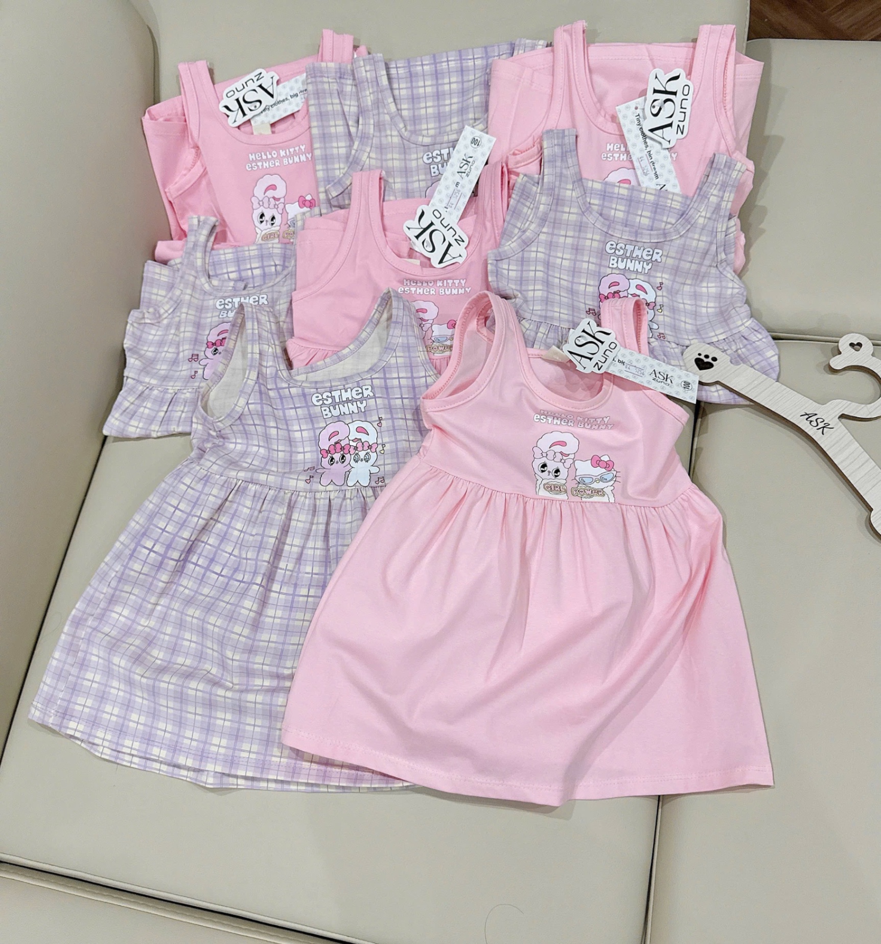 SET 2 VÁY XN TÍM HỒNG KITTY BUNNY