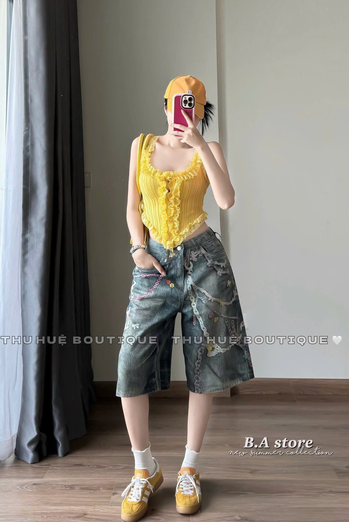 QUẦN SHORT JEAN QCCC HOẠ TIẾT XÍCH CÁ TÍNH