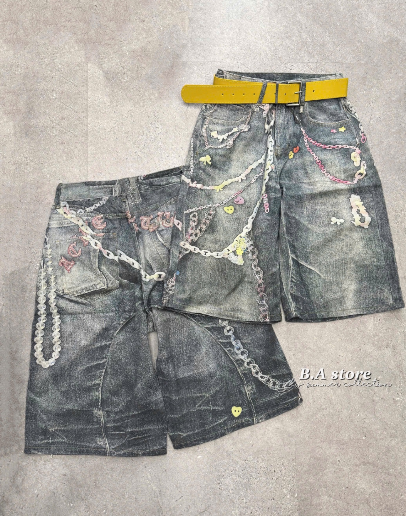QUẦN SHORT JEAN QCCC HOẠ TIẾT XÍCH CÁ TÍNH