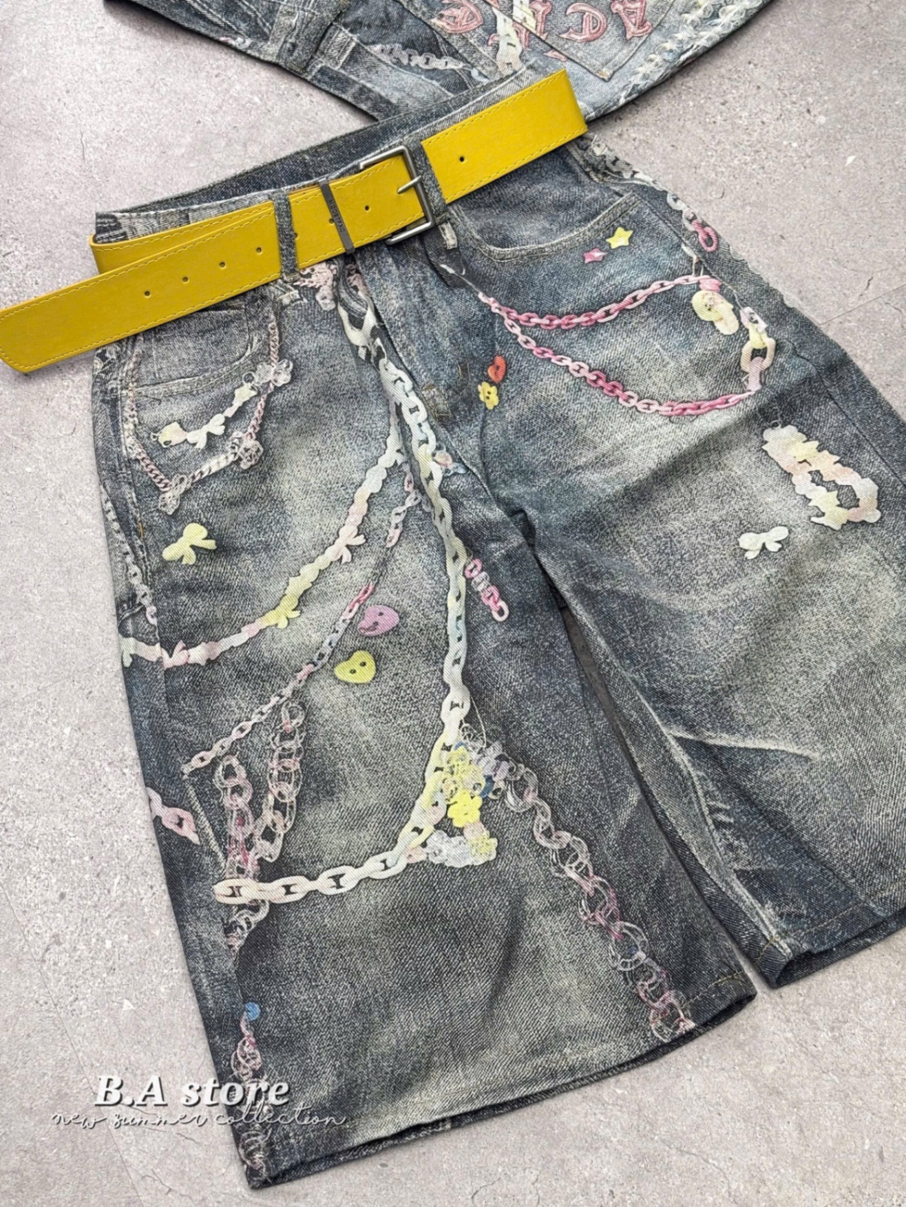 QUẦN SHORT JEAN QCCC HOẠ TIẾT XÍCH CÁ TÍNH