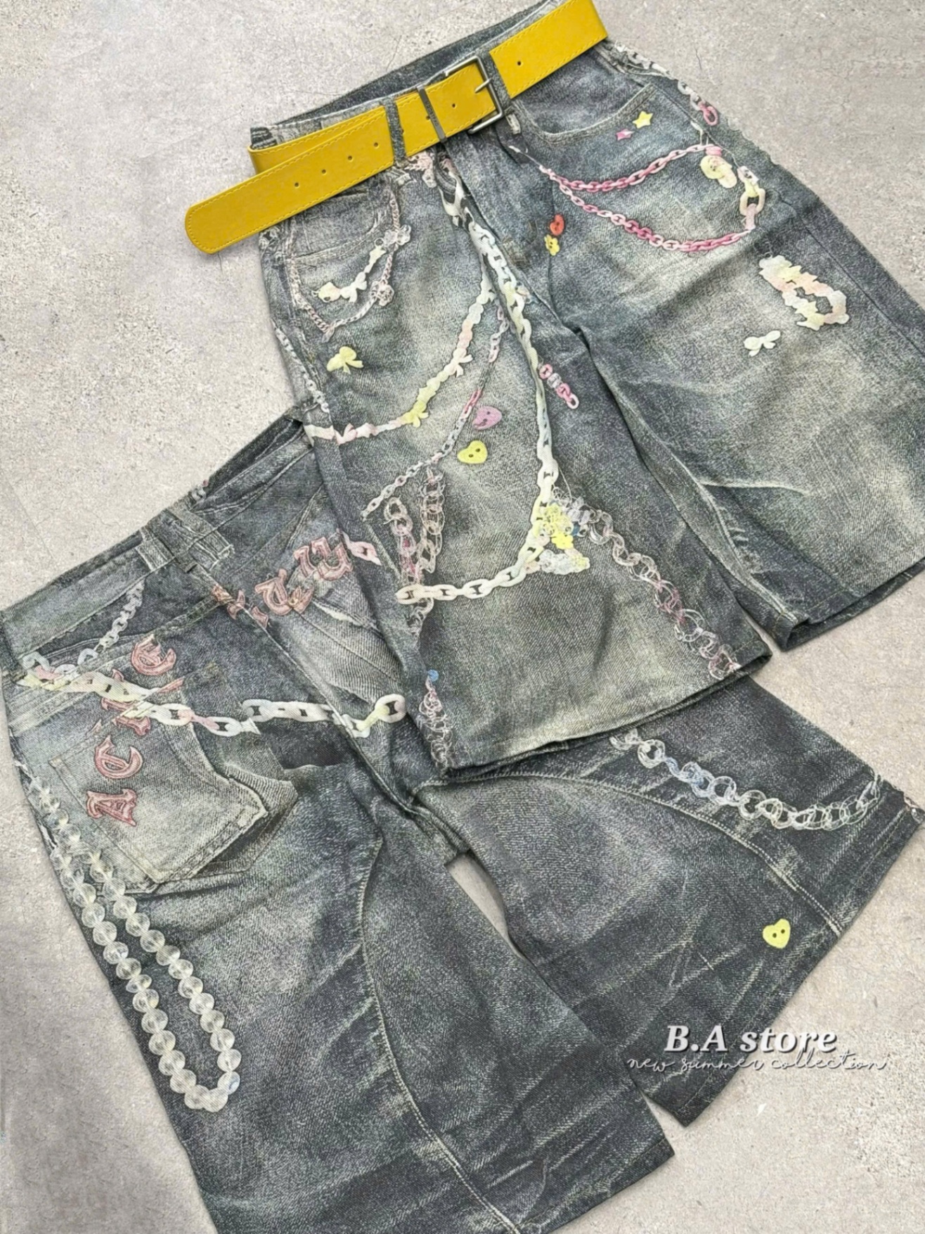 QUẦN SHORT JEAN QCCC HOẠ TIẾT XÍCH CÁ TÍNH