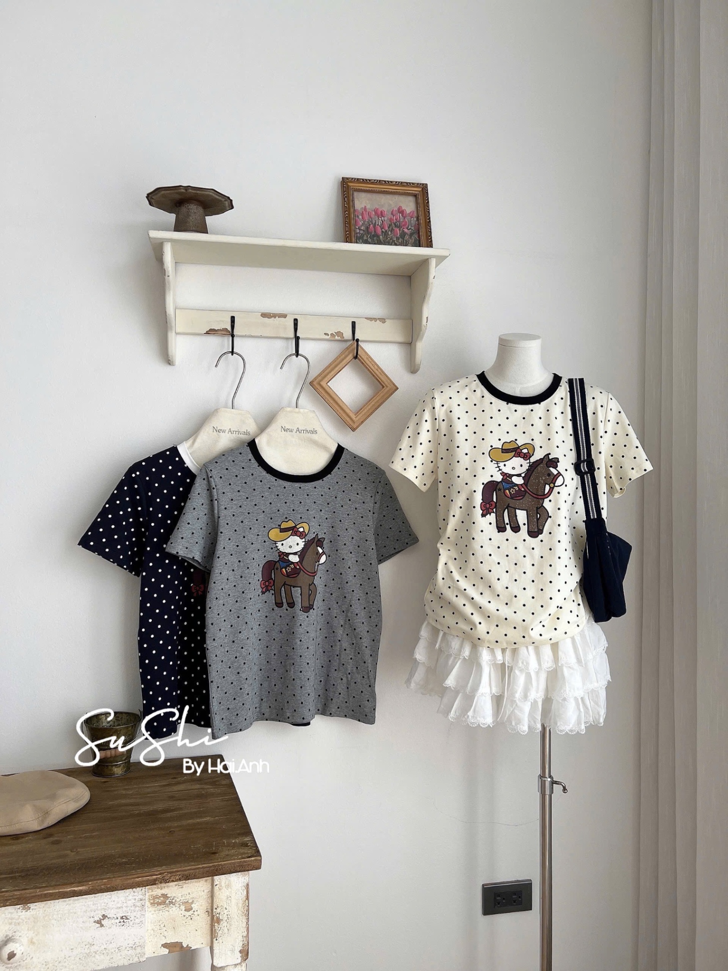Hàng QCCC - ÁO PULL CỘC CHẤM BI KITTY QC