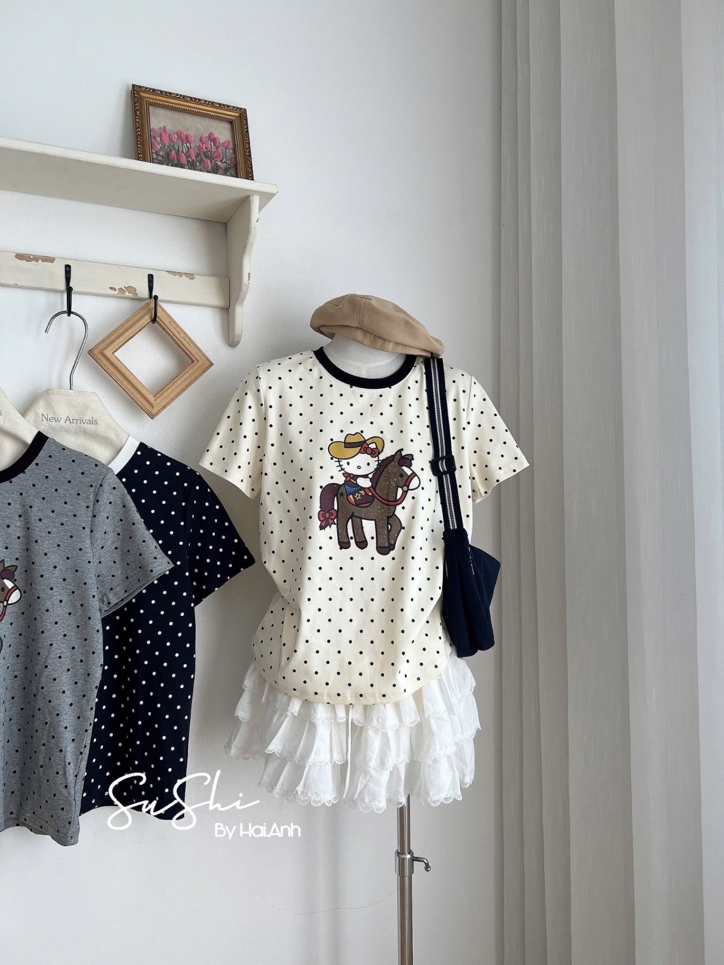 Hàng QCCC - ÁO PULL CỘC CHẤM BI KITTY QC