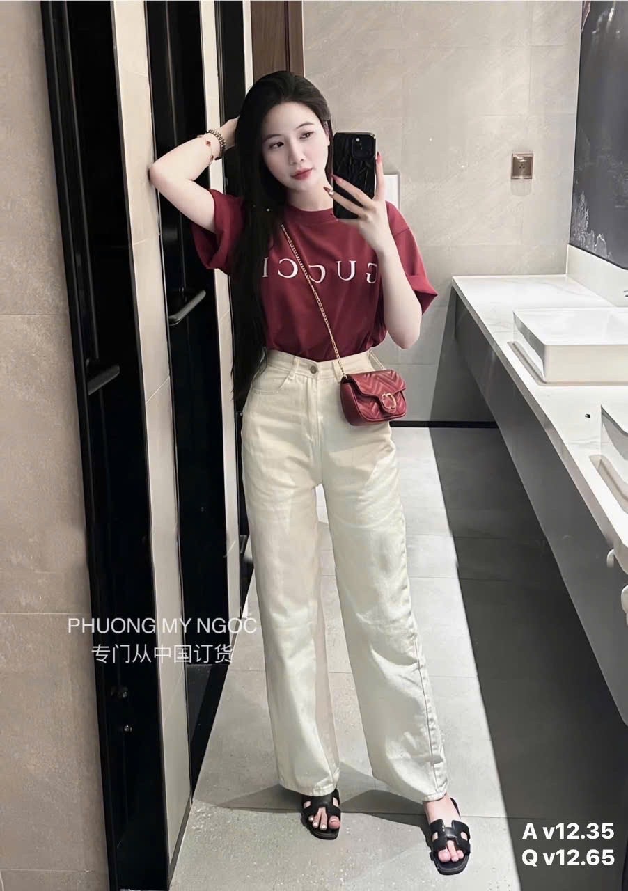 QUẦN JEAN SUÔNG TRẮNG KÈM ĐAI NÂU