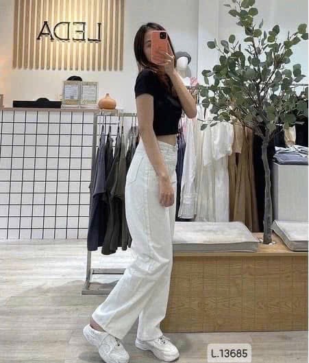 QUẦN JEAN SUÔNG TRẮNG KÈM ĐAI NÂU