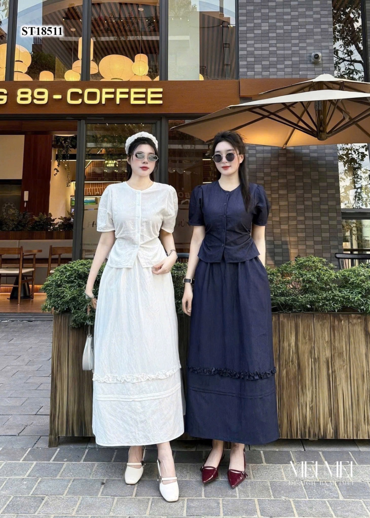 SÉT ÁO LI SƯỜN MIX CV MIDI DÀI
