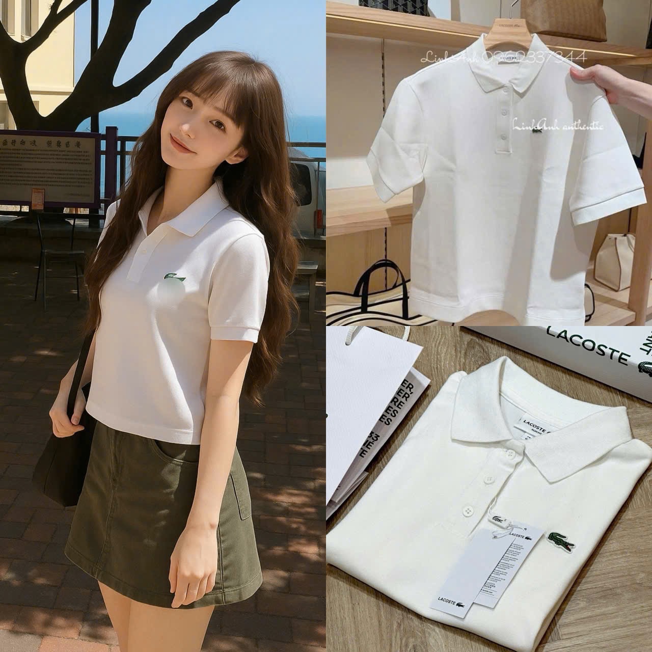 Hàng nhà máy ÁO POLO TRẮNG CÁ SẤU XANH XUẤT DƯ