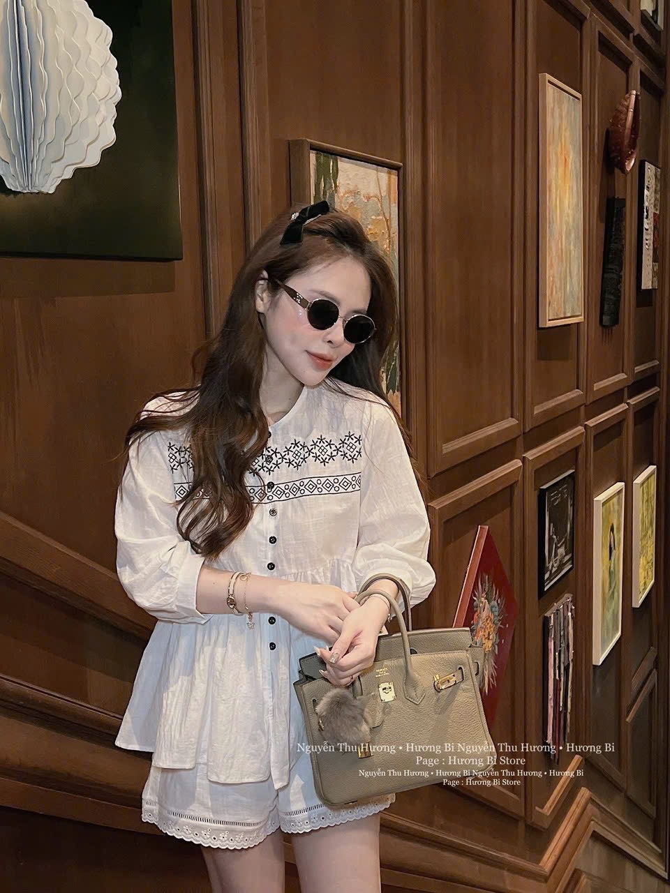 SET BỘ ĐŨI TRẮNG THÊU HOA ĐEN THIẾT KẾ