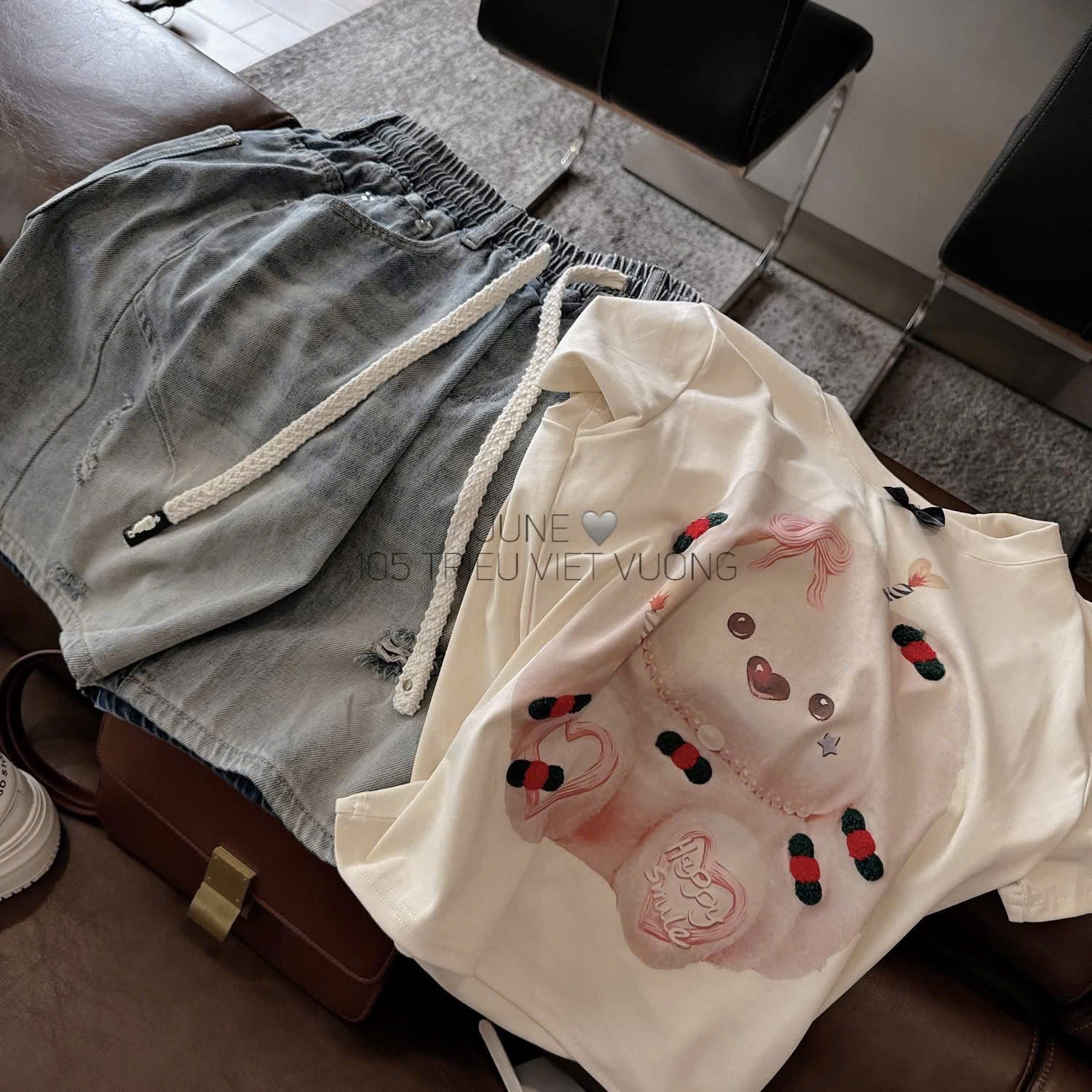 SET ÁO PULL CỘC BE HÌNH MÈO QUẦN JEAN