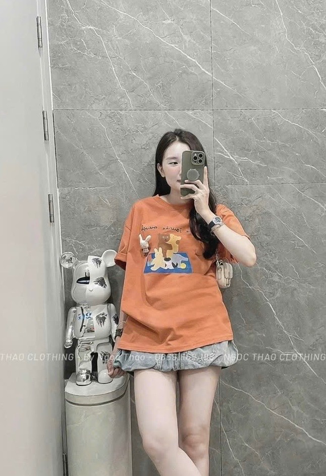 ÁO PULL CỘC CAM HÌNH THÚ
