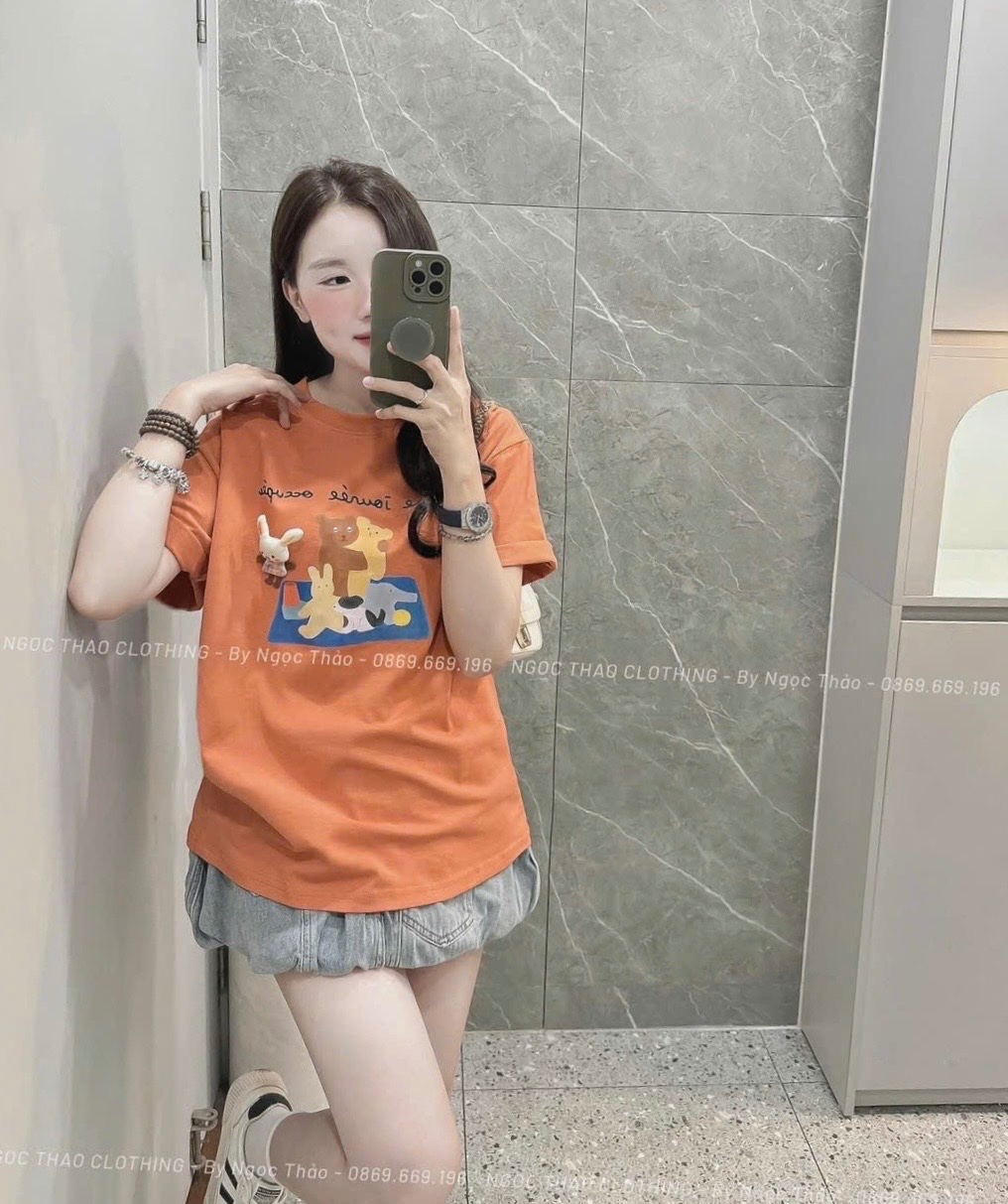 ÁO PULL CỘC CAM HÌNH THÚ