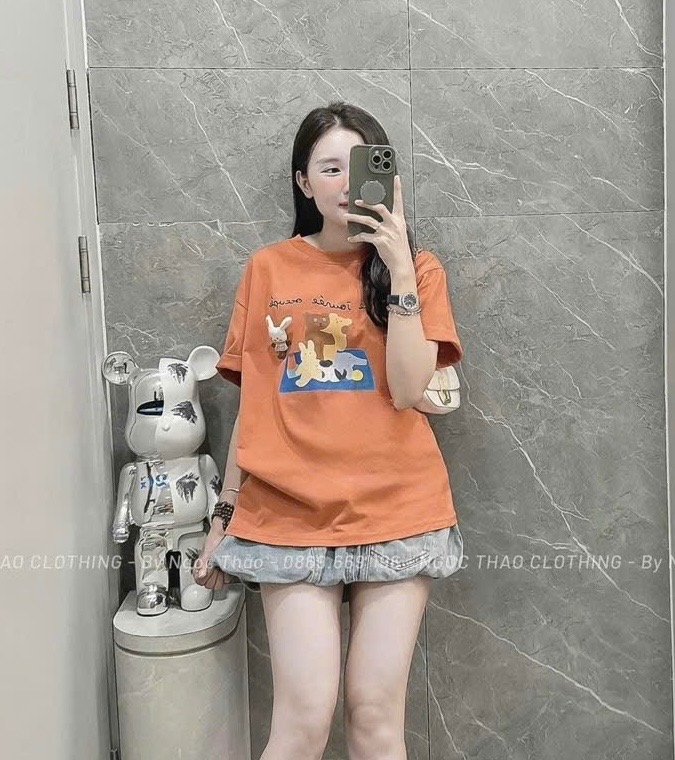 ÁO PULL CỘC CAM HÌNH THÚ