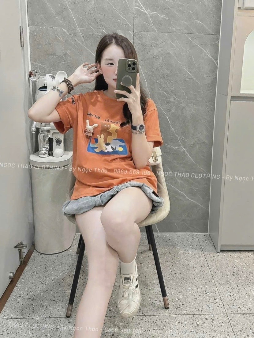 ÁO PULL CỘC CAM HÌNH THÚ