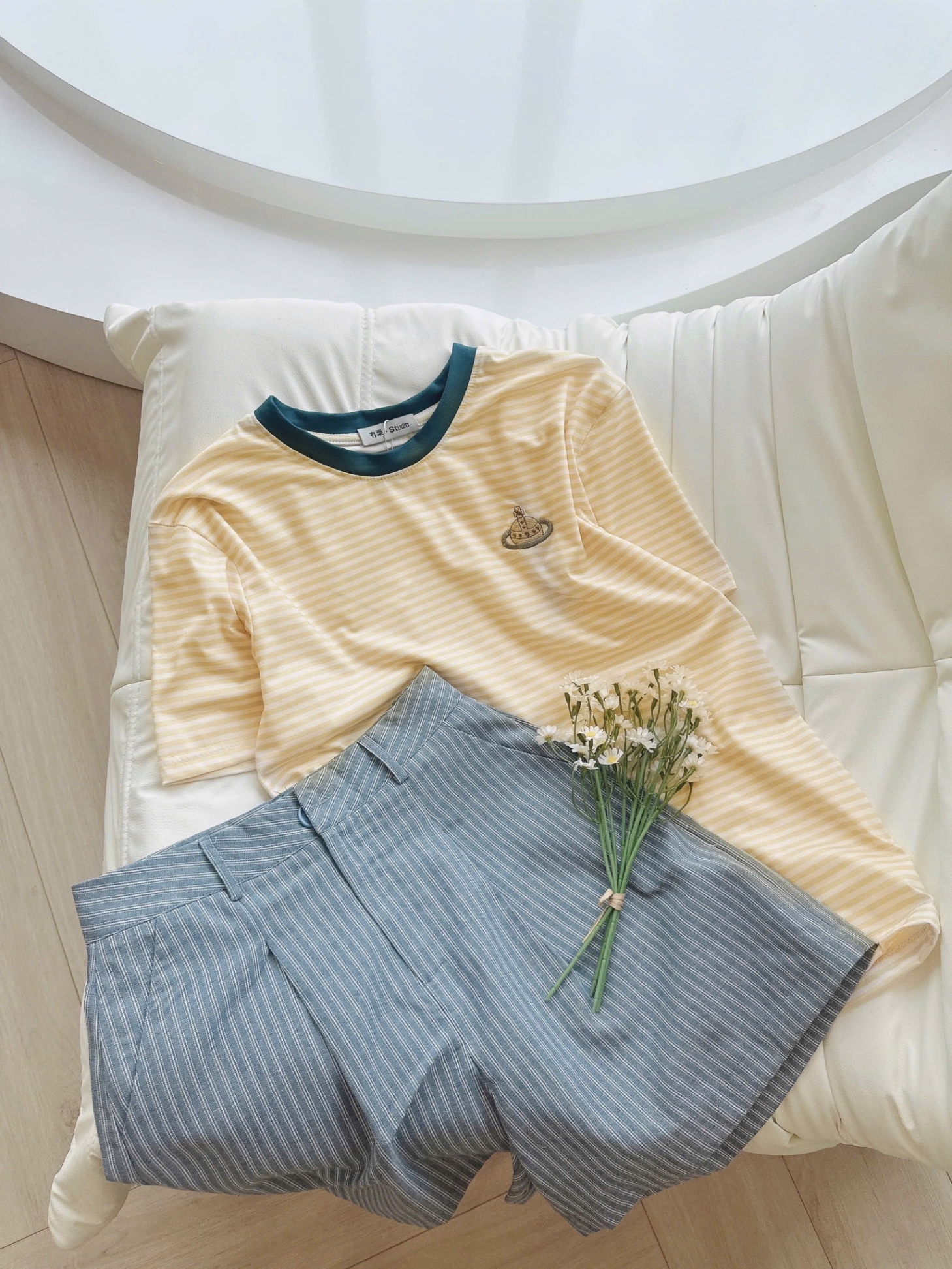 BỘ ĐÙI VÀNG THÊU HÌNH QUẦN KÈ XANH