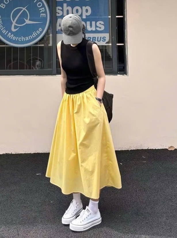 SET ÁO ĐEN MIX CV MIDI MÀU VÀNG