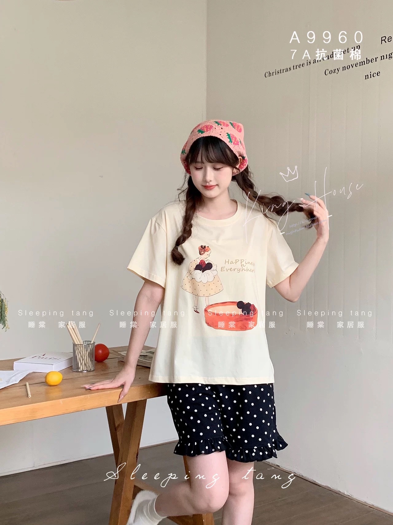 SET ÁO CỘC BE CÔ GÁI MIX QUẦN CHẤM BI