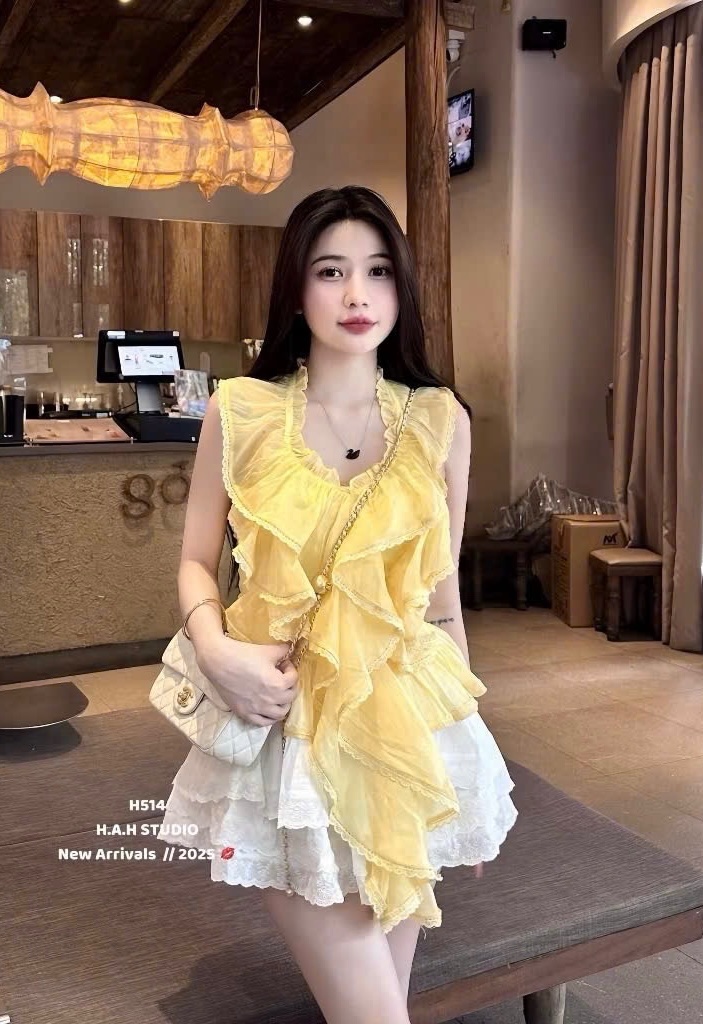 ÁO TƠ BÈO TẦNG PHỐI REN