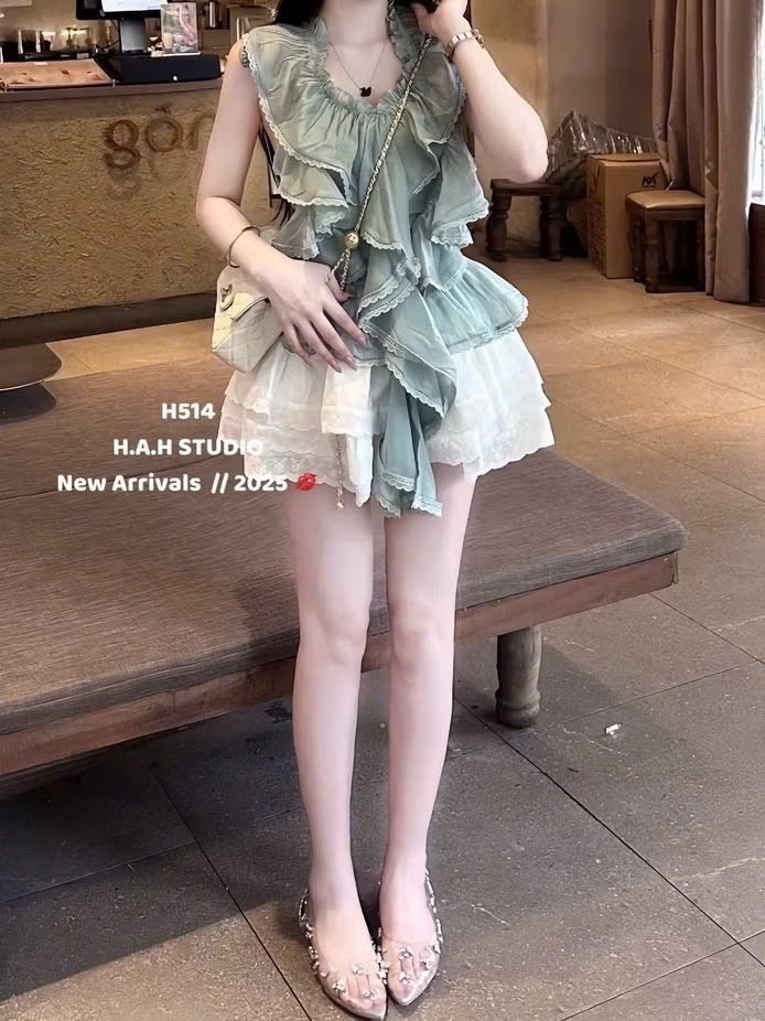 ÁO TƠ BÈO TẦNG PHỐI REN
