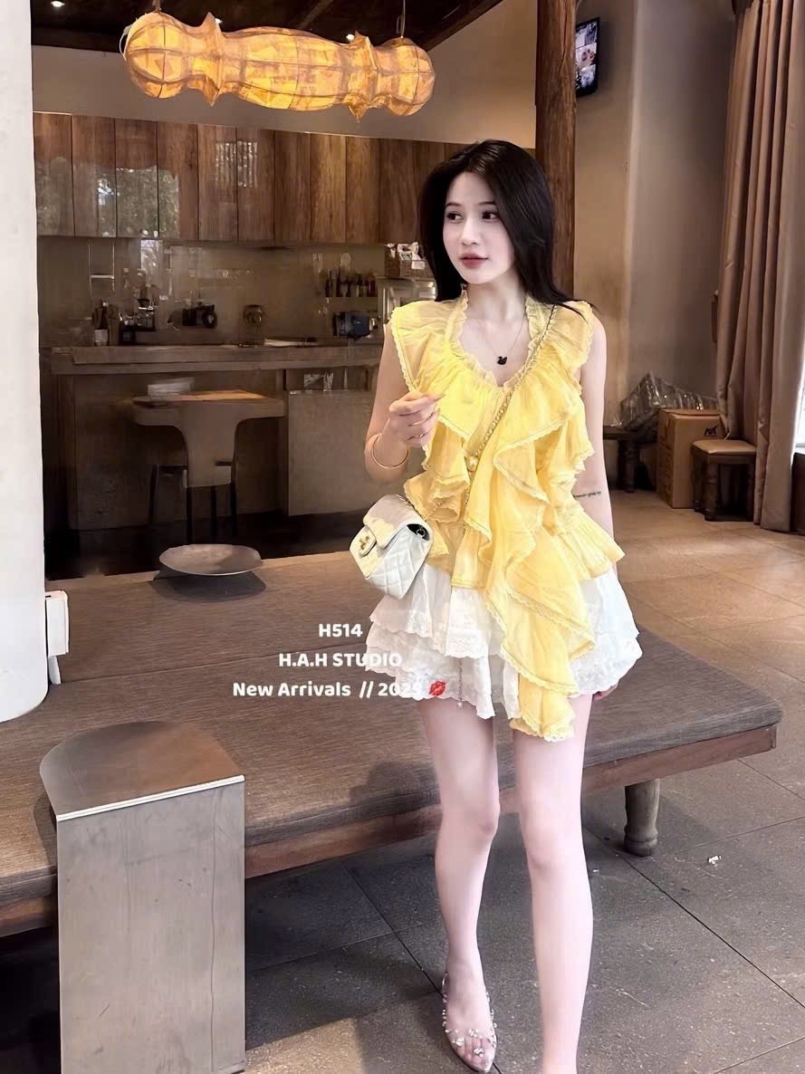 ÁO TƠ BÈO TẦNG PHỐI REN
