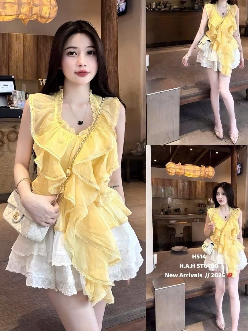 ÁO TƠ BÈO TẦNG PHỐI REN