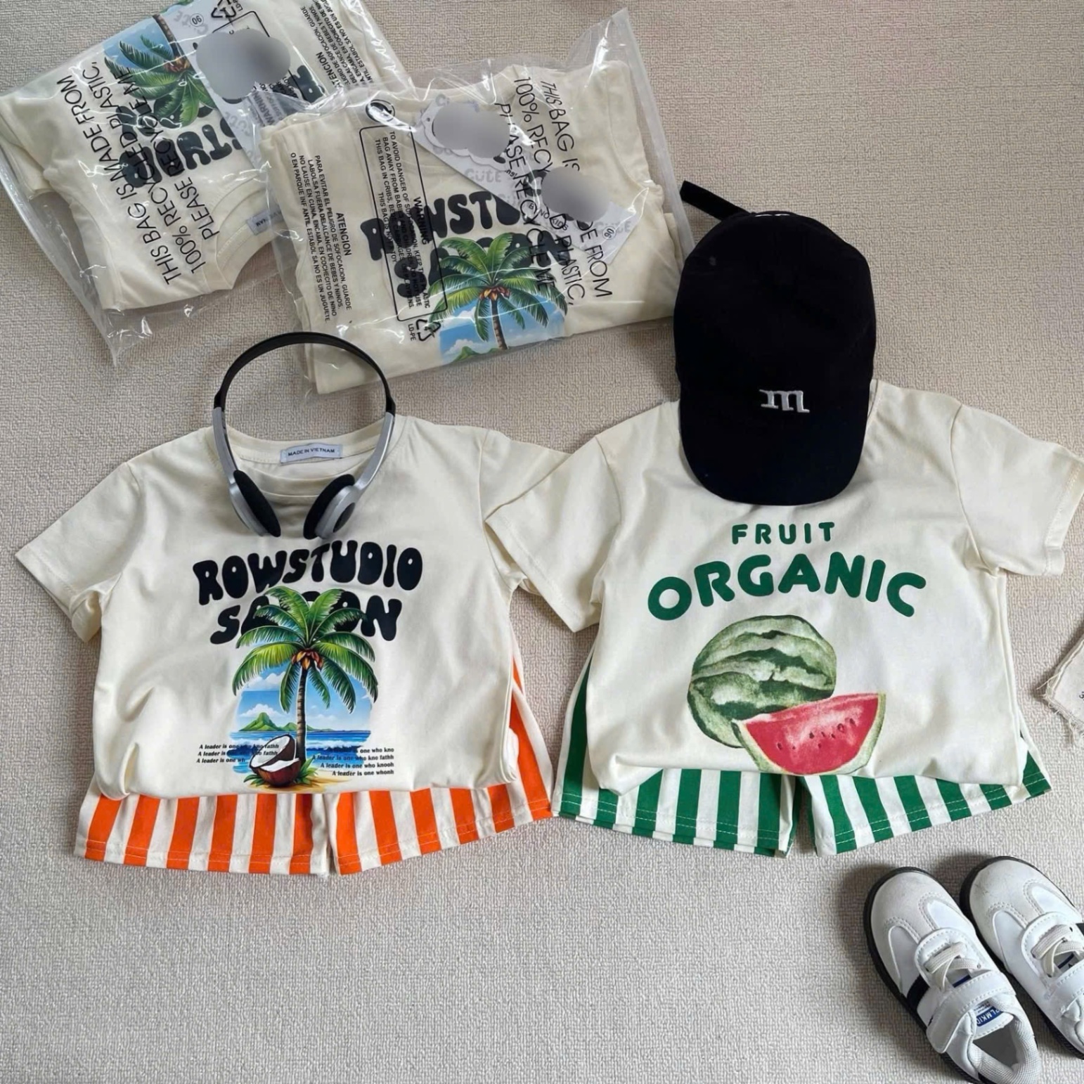SET 2 BỘ ĐÙI HÌNH DƯA HẤU CÂY DỪA