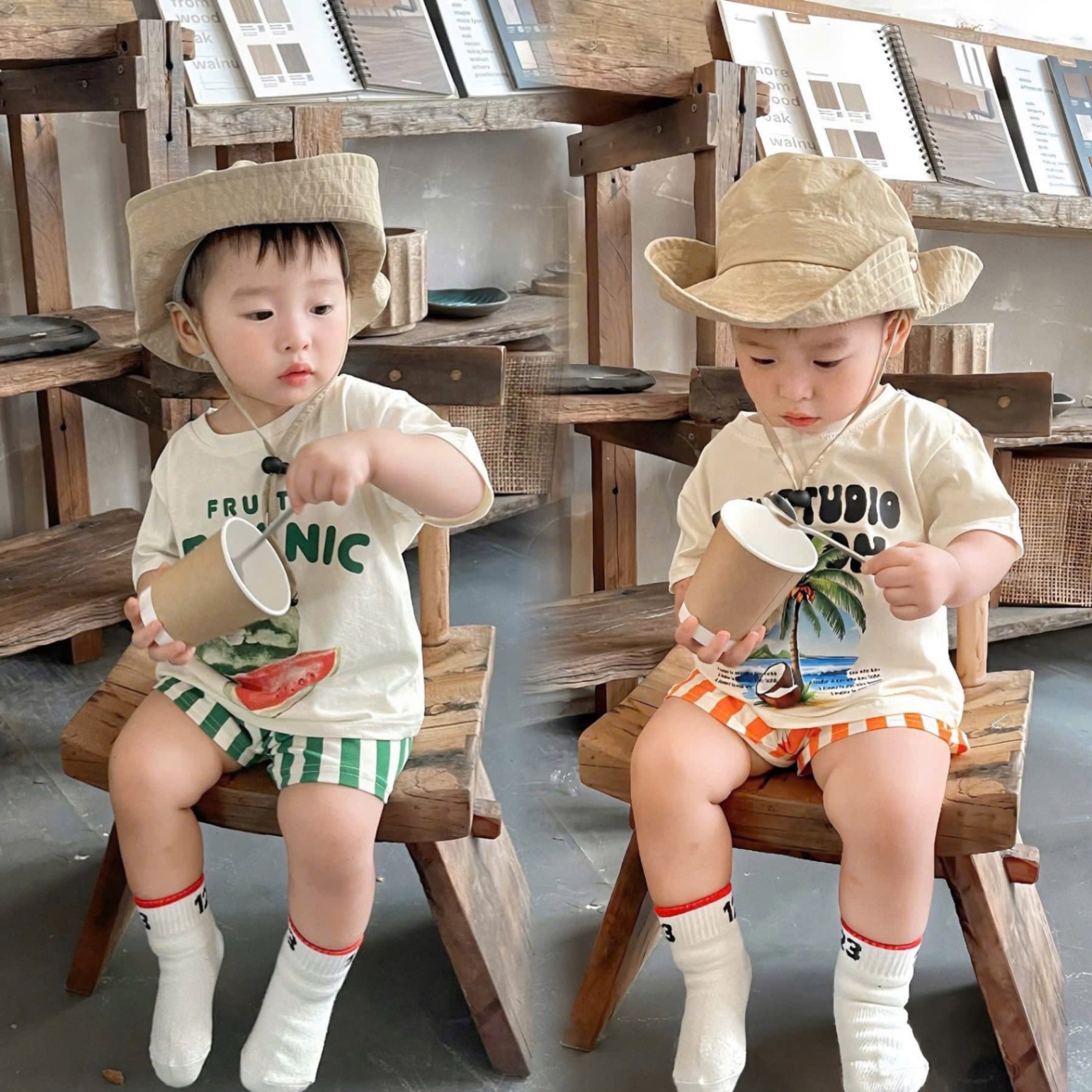 SET 2 BỘ ĐÙI HÌNH DƯA HẤU CÂY DỪA