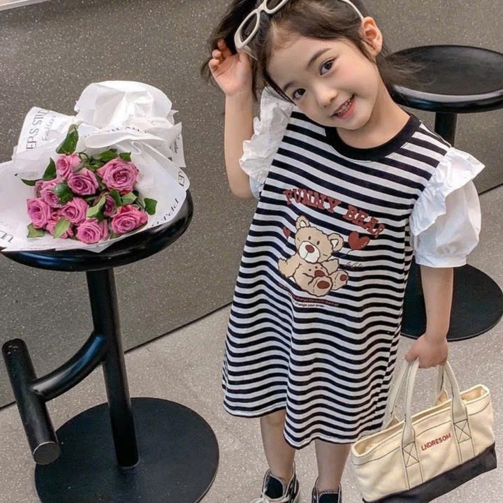 XẢ KHO VÁY ÁO GẤU PHỐI TAY