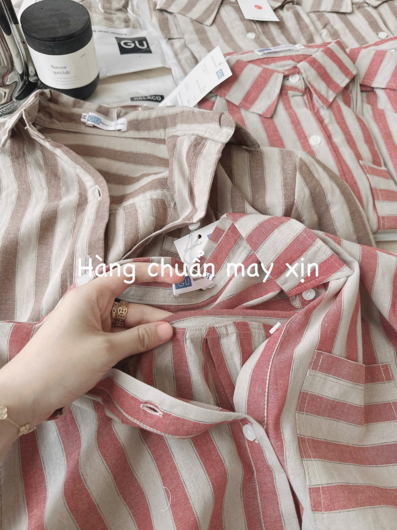 ÁO SƠ MI GU KẺ SỌC TÚI TRƯỚC
