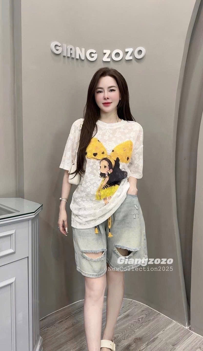 M253313 - ÁO CỘC REN HOA CÔ GÁI NƠ VÀNG QC