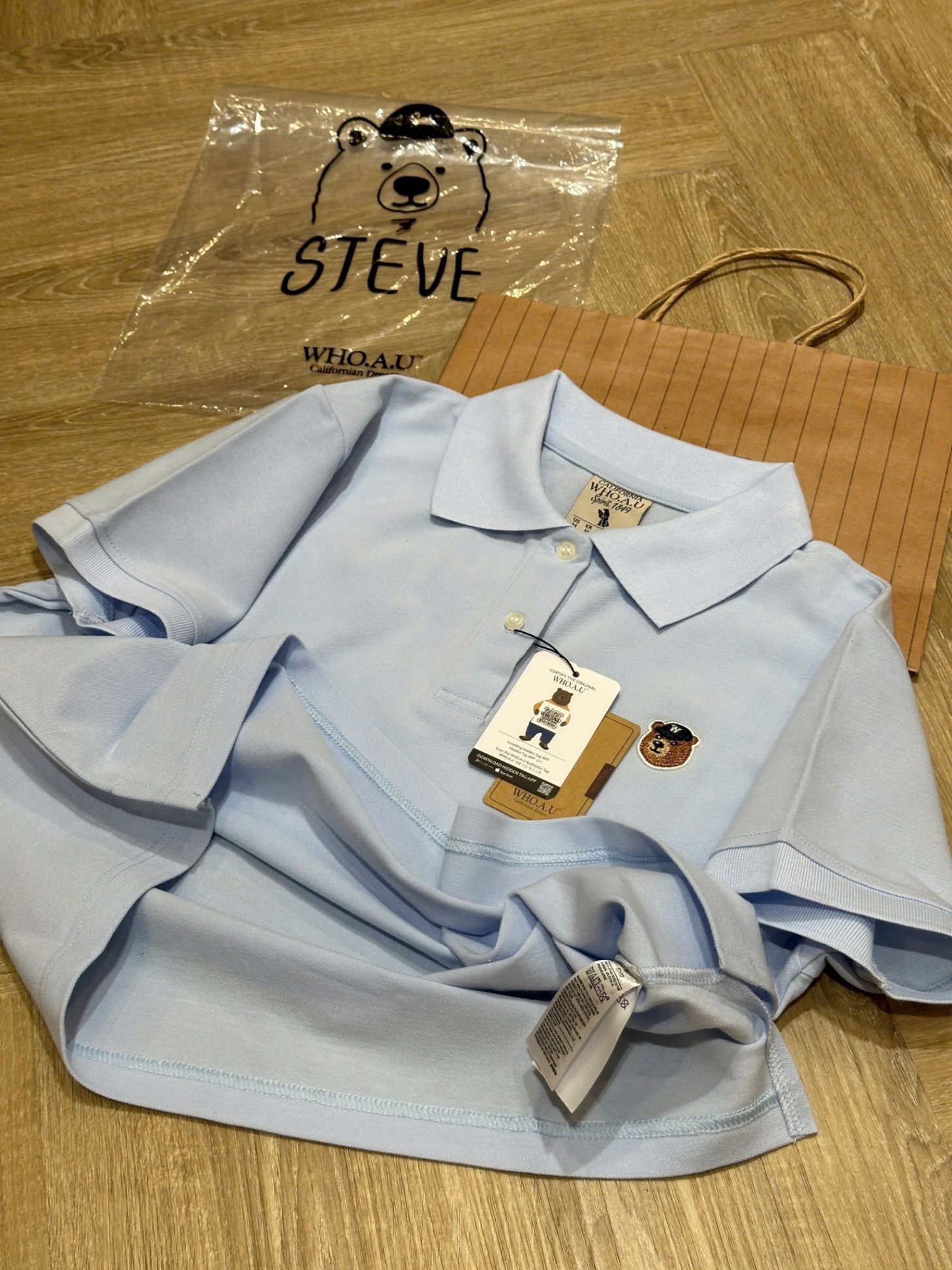 Hang nha may - ÁO POLO GẤU WHOU TONE XANH STEVE