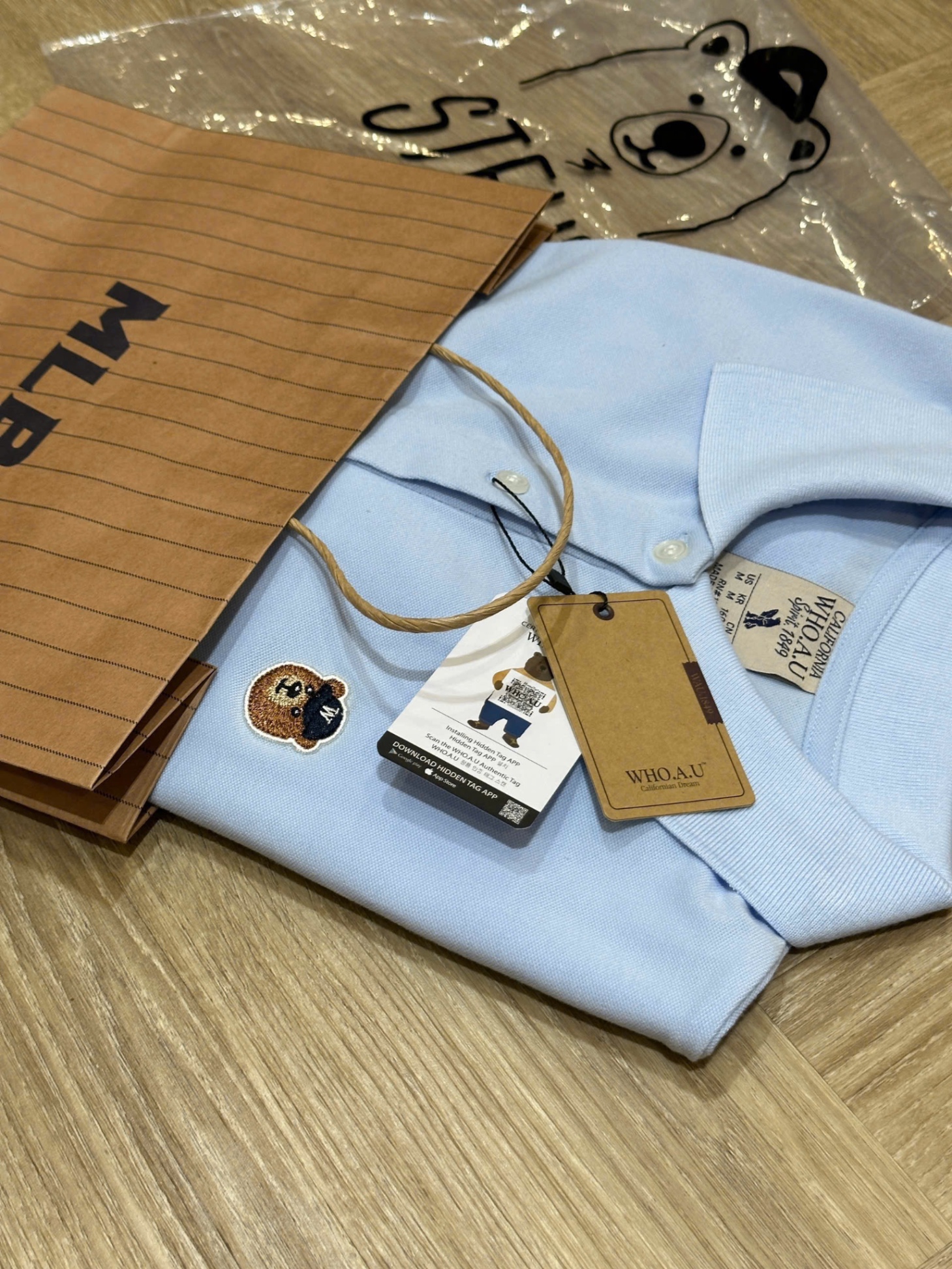 Hang nha may - ÁO POLO GẤU WHOU TONE XANH STEVE