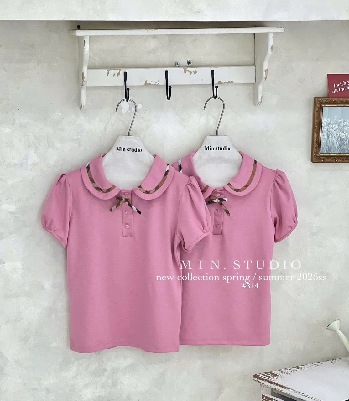 ÁO POLO HỒNG CỔ SEN PHỐI BBR