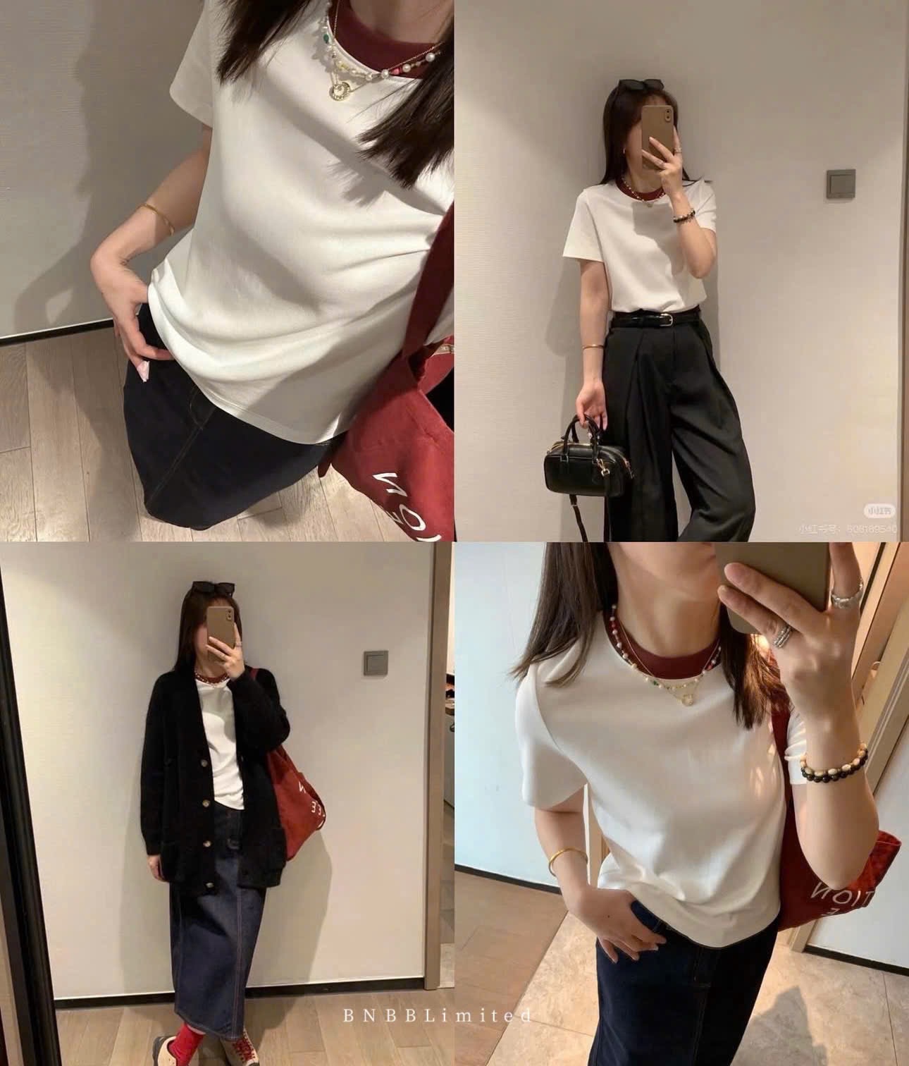 ÁO PULL CỘC TRẮNG BNBB PHỐI VIỀN ĐỎ
