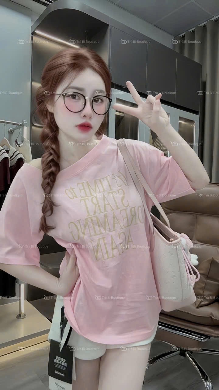SET ÁO HỒNG CHỮ TIME MIX SOÔC TRẮNG