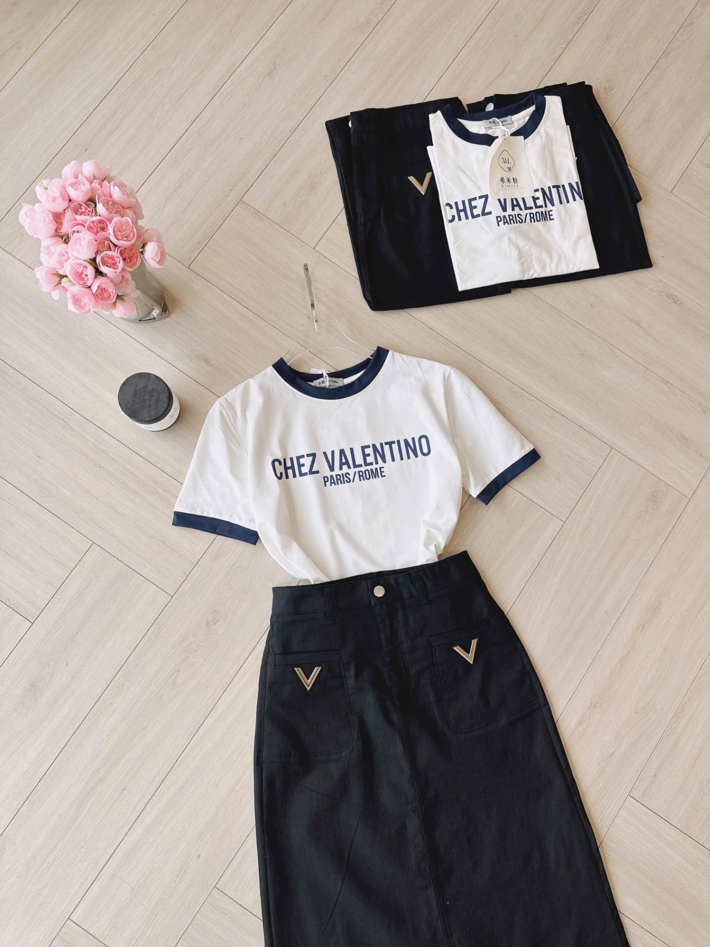 SET ÁO TRẮNG MIX CV MIDI A CHỮ CHEZ