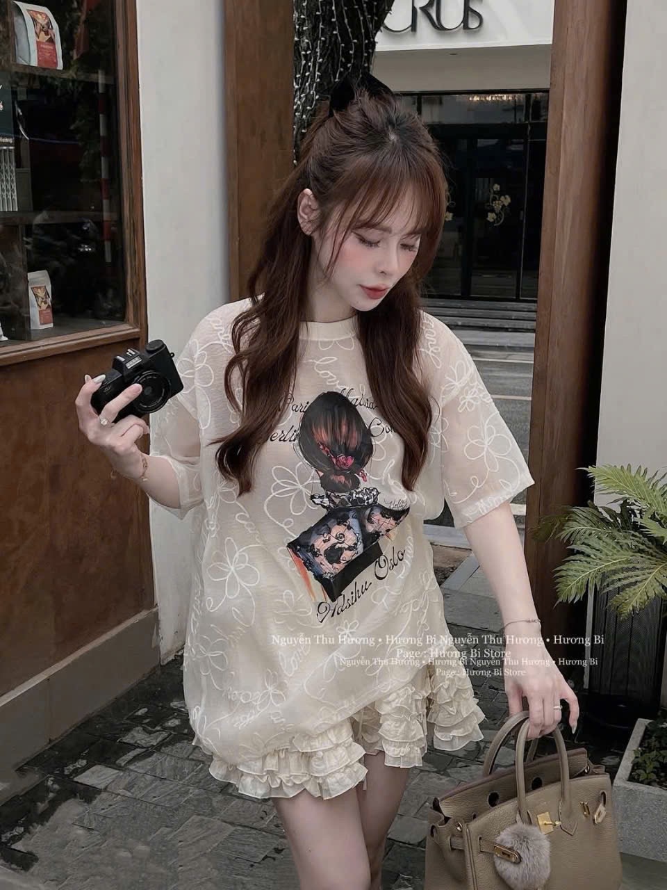 ÁO TƠ REN CÔ GÁI ÁO XANH HOA NỔI