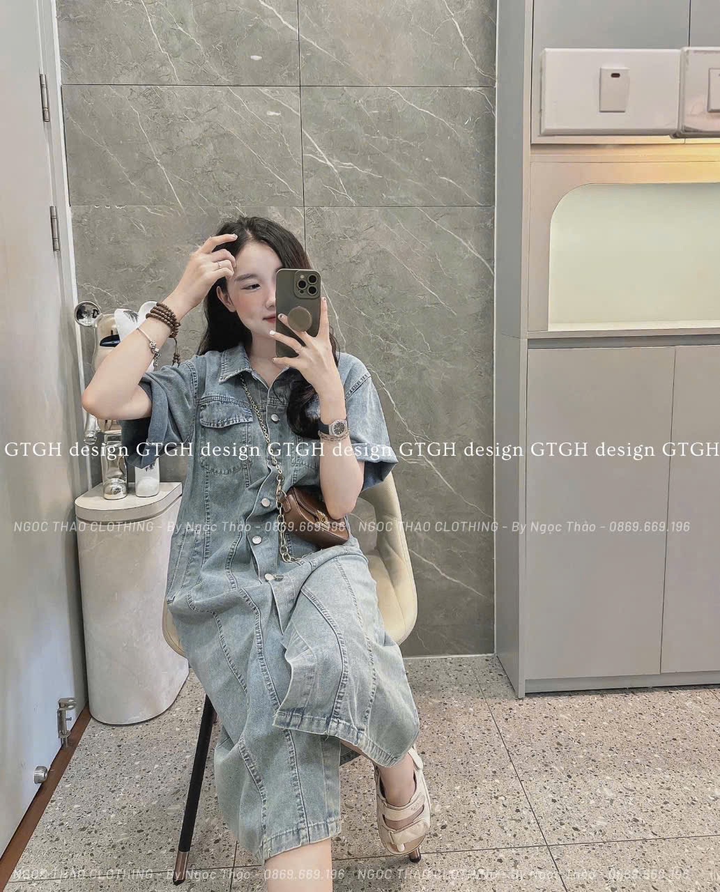 VÁY BÒ SUÔNG XANH TÚI NGỰC
