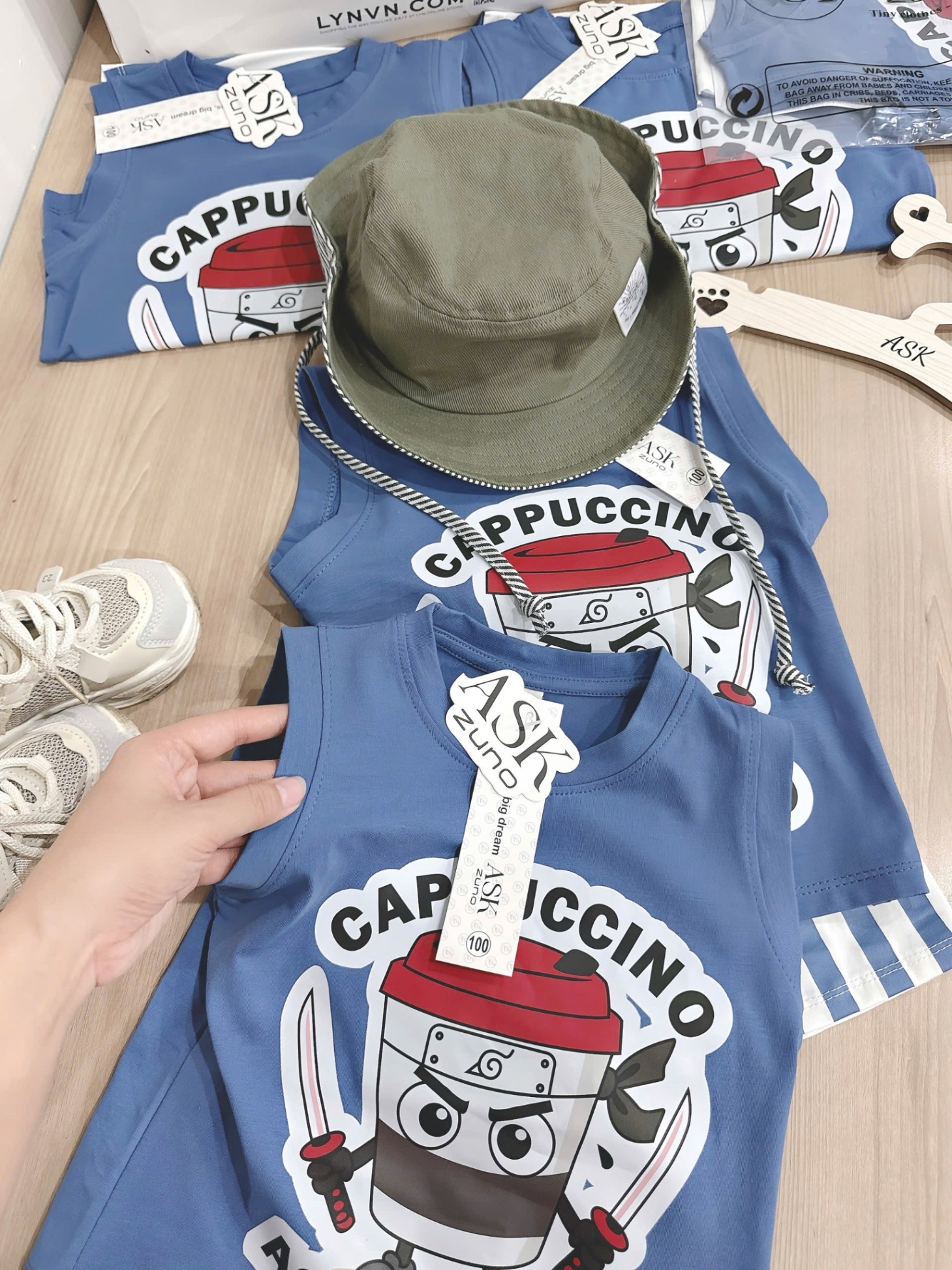BỘ ĐÙI BA LỖ XANH QUẦN KÈ CAPUCINO