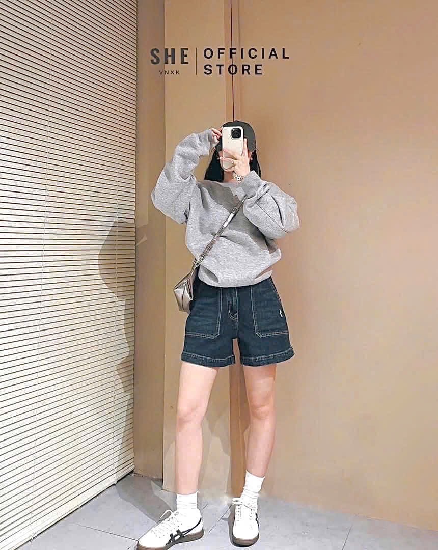 XẢ KHO QUẦN SOOC JEAN XANH ĐẬM THÊU NGỰA VNXK