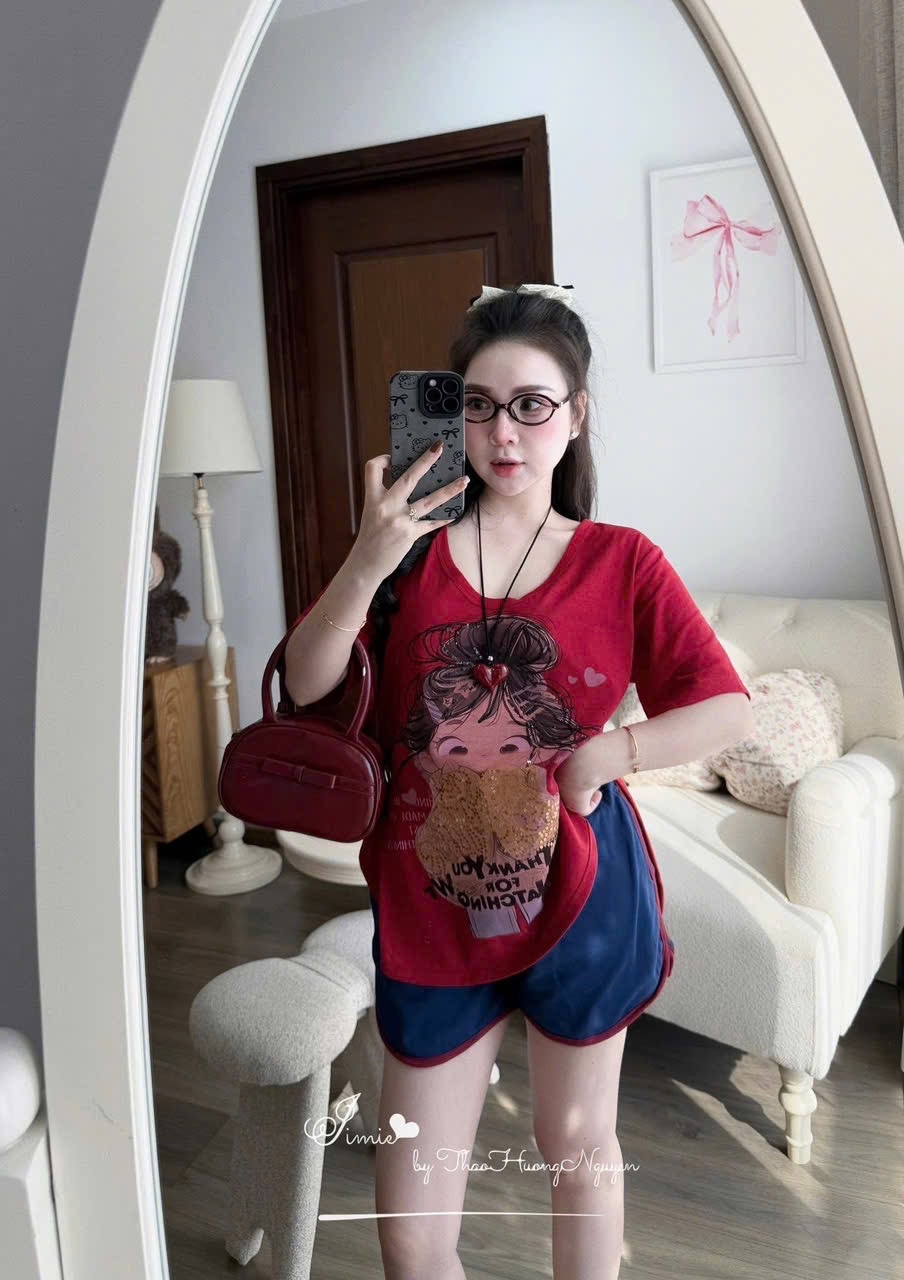 BỘ ĐÙI ĐỎ QUẦN THAN HÌNH CÔ GÁI