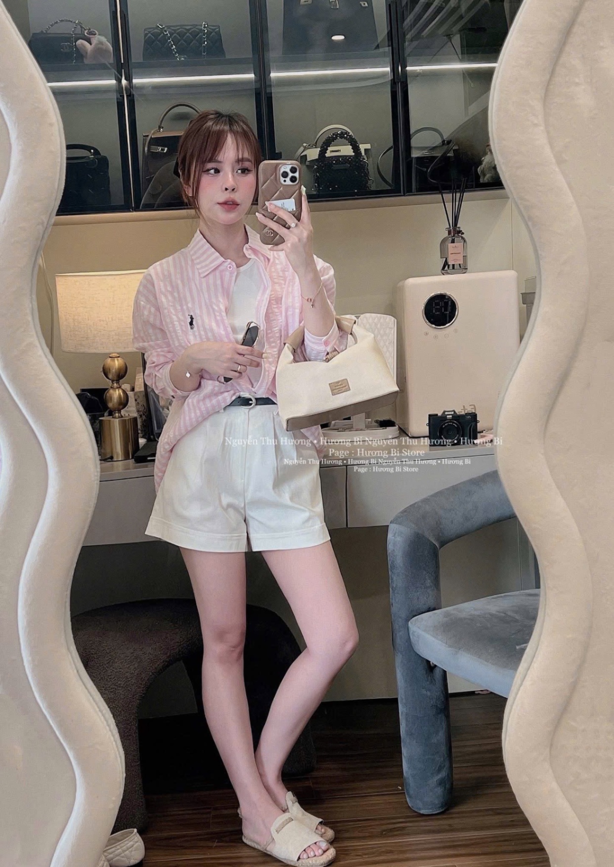 BỘ ĐÙI 3CT MIX SƠ MI KẺ HỒNG