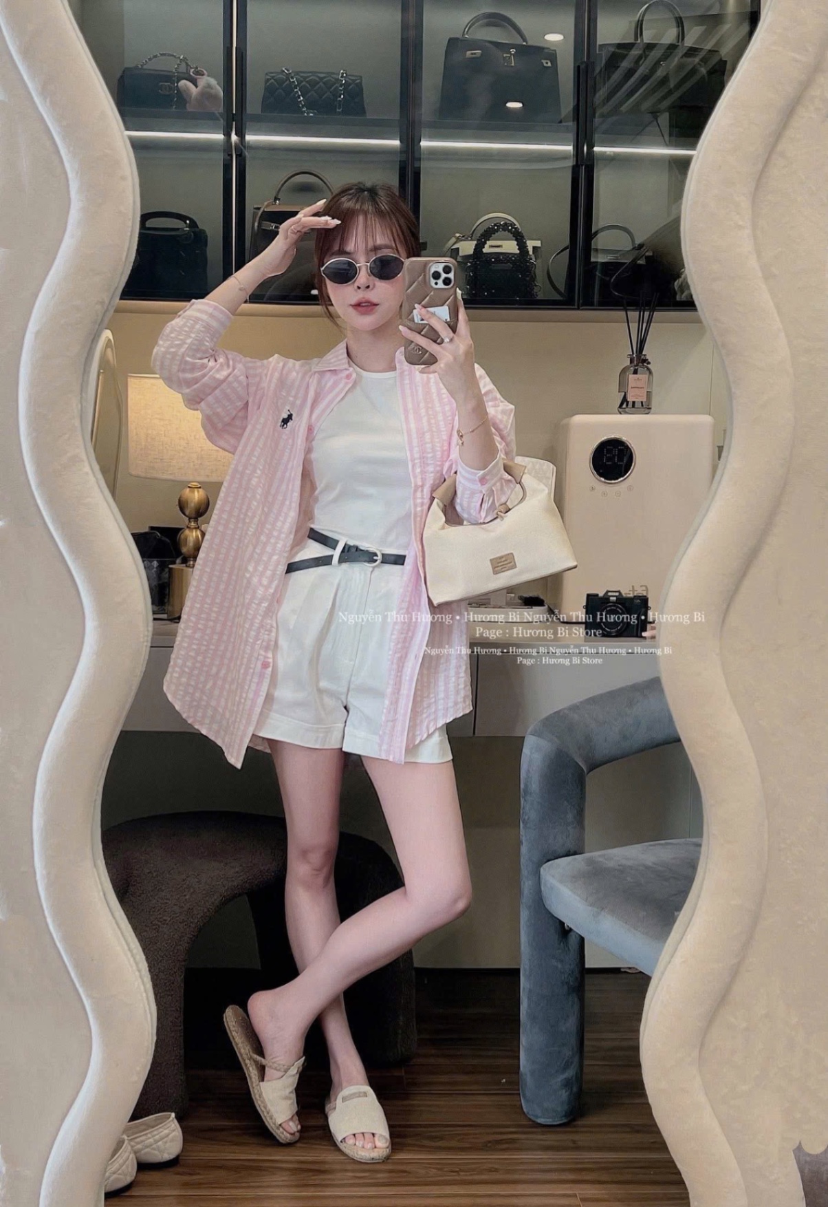 BỘ ĐÙI 3CT MIX SƠ MI KẺ HỒNG