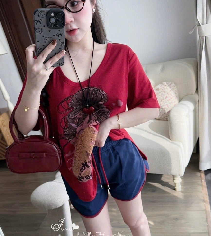 BỘ ĐÙI ĐỎ QUẦN THAN HÌNH CÔ GÁI